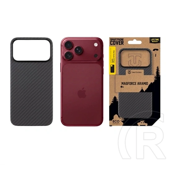 Tactical iPhone 18 Pro Max  magforce aramid szilikon telefonvédő (ultravékony, magsafe, karbon minta) fekete