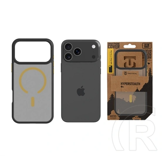 Tactical iPhone 18 Pro Max  magforce hyperstealth 2.0 védő (ütésálló, átlátszó matt hátlap, magsafe) fekete/citromsárga