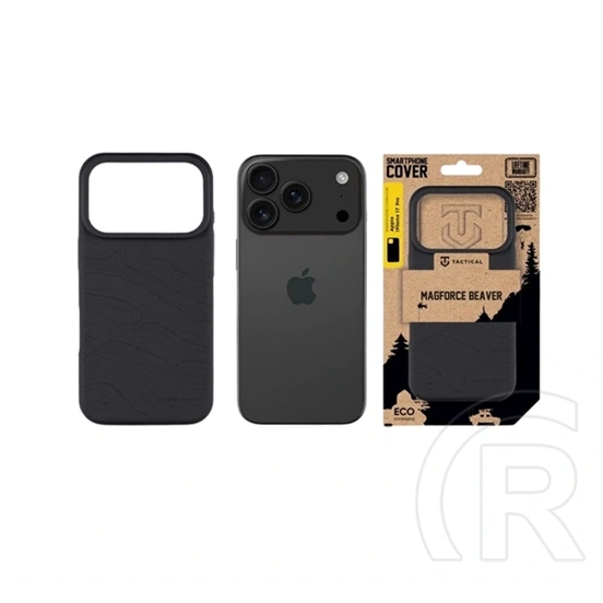 Tactical iPhone 18 Pro  magforce beaver szilikon védő (plüss belső, matt, magsafe, topográfiai minta) fekete