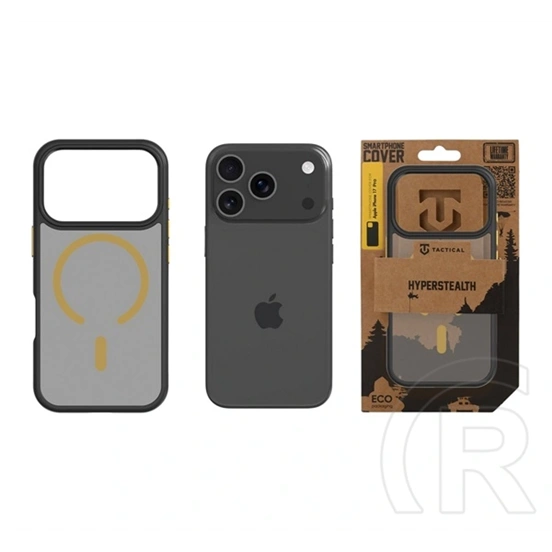 Tactical iPhone 18 Pro  magforce hyperstealth 2.0 védő (ütésálló, átlátszó matt hátlap, magsafe) fekete/citromsárga