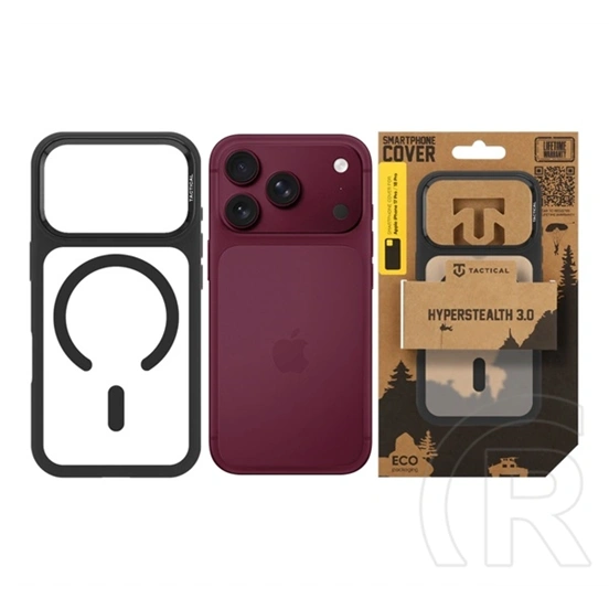 Tactical iPhone 18 Pro  magforce hyperstealth 3.0 szilikon telefonvédő (ütésálló, átlátszó matt hátlap, magsafe) fekete