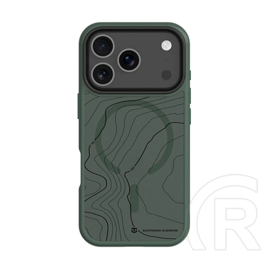 Tactical iPhone 18 Pro  magforce hyperstealth sika szilikon telefonvédő (ütésálló, magsafe, topográfiai minta) sötétzöld