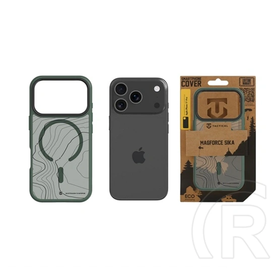 Tactical iPhone 18 Pro  magforce hyperstealth sika szilikon telefonvédő (ütésálló, magsafe, topográfiai minta) sötétzöld
