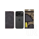 Tactical iPhone 18 Pro  xproof tok álló, bőr hatású (flip, asztali tartó, koptatott bőr minta, prémium) fekete
