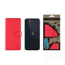 Tactical iPhone SE 3 (2022)  field notes tok álló, bőr hatású (flip, asztali tartó, bankkártya tartó, prémium) piros