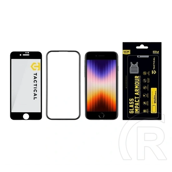 Tactical iPhone SE 3 (2022)  impact armour glass képernyővédő üveg (3d, karcálló, antibakteriális + segédkeret) átlátszó