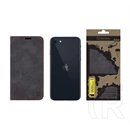 Tactical iPhone SE 3 (2022)  xproof tok álló, bőr hatású (flip, asztali tartó, koptatott bőr minta, prémium) fekete