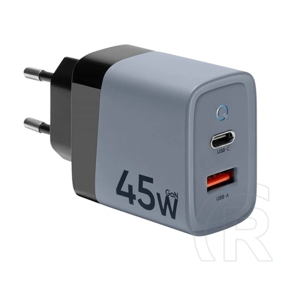 Tactical microgrid hálózati töltő usb+type-c aljzat (45w, gan, pd gyorstöltő 3.0) sötétszürke