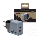 Tactical microgrid hálózati töltő usb+type-c aljzat (45w, gan, pd gyorstöltő 3.0) sötétszürke