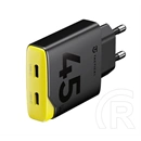 Tactical minimi hálózati töltő 2 type-c aljzat (45w, gan, gyorstöltő) fekete