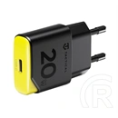 Tactical minimi hálózati töltő type-c aljzat (20w, gan, gyorstöltő) fekete