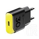Tactical minimi hálózati töltő type-c aljzat (30w, gan, gyorstöltő) fekete