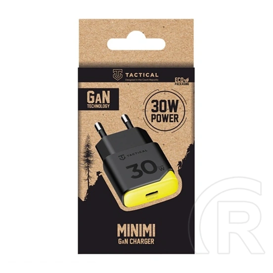 Tactical minimi hálózati töltő type-c aljzat (30w, gan, gyorstöltő) fekete
