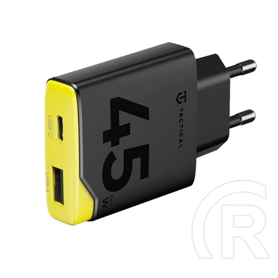 Tactical minimi hálózati töltő usb+type-c aljzat (45w, gan, gyorstöltő) fekete