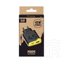 Tactical minimi hálózati töltő usb+type-c aljzat (45w, gan, gyorstöltő) fekete