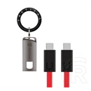 Tactical ooda loop adatkábel (type-c - type-c, 60w, gyorstöltő, cipőfűző, lapos kábel, karabíner, 15cm) piros