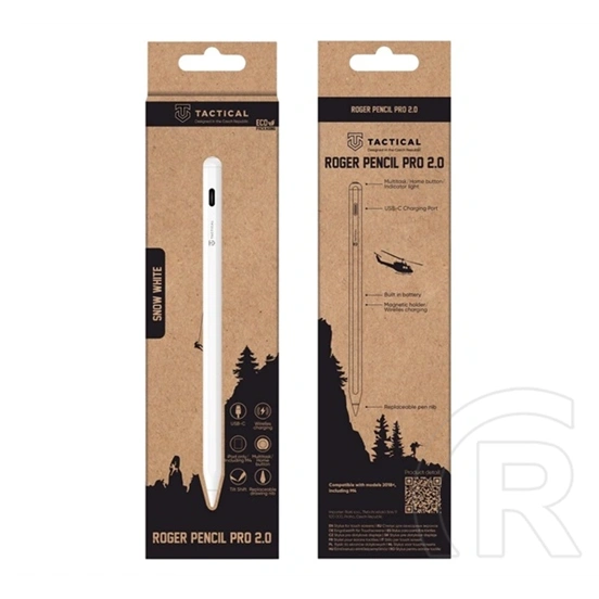 Tactical roger pencil pro 2.0 érintő ceruza (aktív, mágneses, type-c, Apple pencil kompatibilis + póthegy) fehér