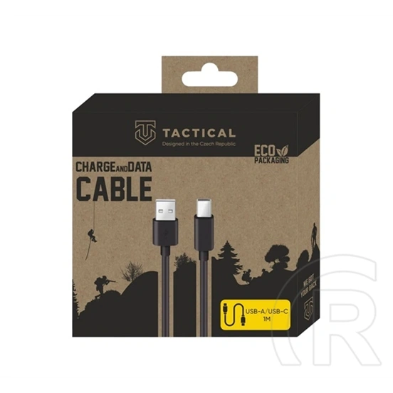 Tactical smooth thread adatkábel (usb - type-c, 60w, gyorstöltő, 100cm) fekete