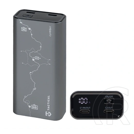 Tactical squad company vésztöltő 2 type-c aljzat (10000mah, 30w, gyorstöltő, led kijelző) sötétszürke