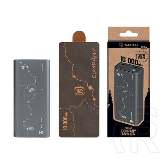 Tactical squad company vésztöltő 2 type-c aljzat (10000mah, 30w, gyorstöltő, led kijelző) sötétszürke