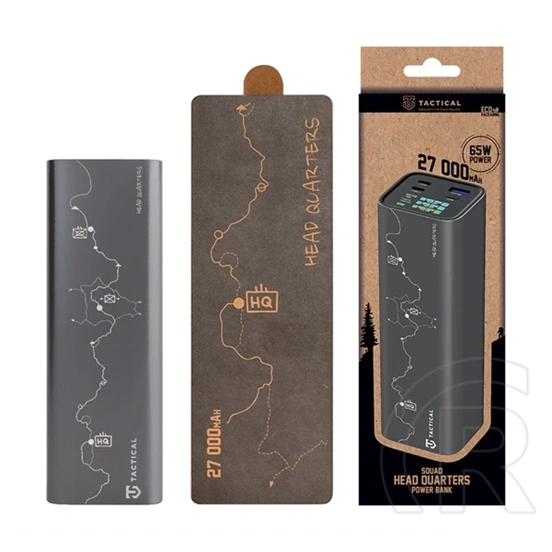 Tactical squad head quarters vésztöltő usb+2 type-c aljzat (27000mah, 65w, gyorstöltő, led kijelző) sötétszürke