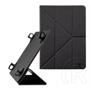 Tactical stealth tok álló, bőr hatású (flip, oldalra nyíló, trifold, asztali tartó, univerzális, 9-11" méret) fekete