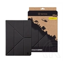 Tactical stealth tok álló, bőr hatású (flip, oldalra nyíló, trifold, asztali tartó, univerzális, 9-11" méret) fekete