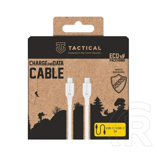 Tactical stitch thread adatkábel (type-c - type-c, 60w, gyorstöltő, cipőfűző, 100cm) fehér