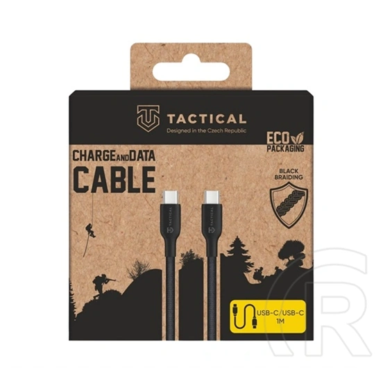 Tactical stitch thread adatkábel (type-c - type-c, 60w, gyorstöltő, cipőfűző, 100cm) fekete