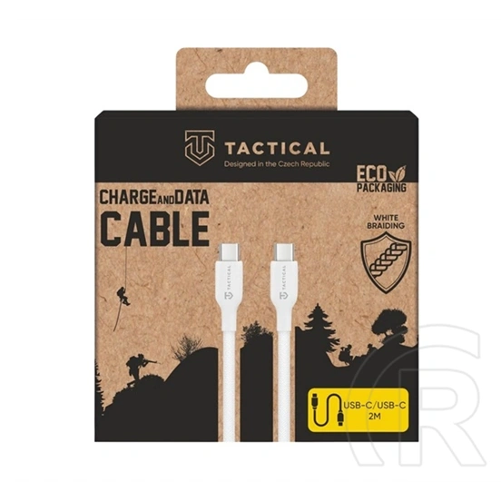 Tactical stitch thread adatkábel (type-c - type-c, 60w, gyorstöltő, cipőfűző, 200cm) fehér