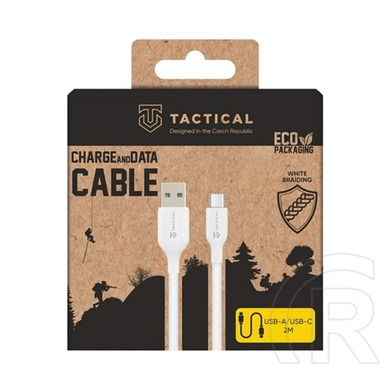 Tactical stitch thread adatkábel (usb - type-c, 27w, gyorstöltő, cipőfűző, 200cm) fehér