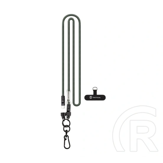 Tactical wire snake adatkábel (type-c - type-c, 60w, gyorstöltő, cipőfűző, nyakpánt, 120cm) sötétzöld