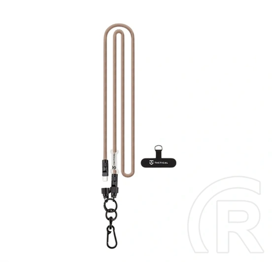 Tactical wire snake adatkábel (type-c - type-c, 60w, gyorstöltő, cipőfűző, nyakpánt, 120cm) világosbarna