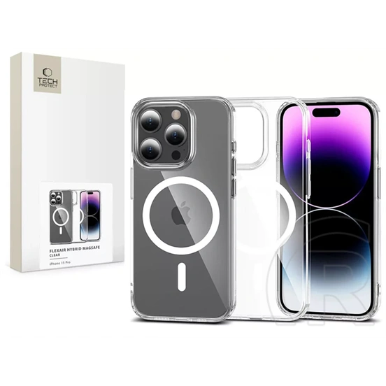 Tech-Protect FlexAir Hybrid MagSafe szilikon tok (Apple iPhone 15 Pro, átlátszó)