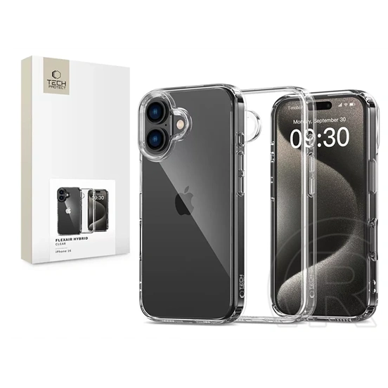 Tech-Protect FlexAir Hybrid szilikon tok (Apple iPhone 16, átlátszó)