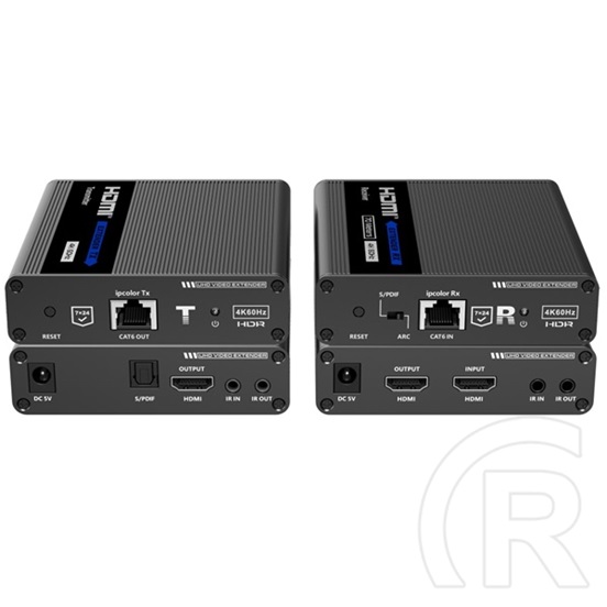 Techly HDMI 4K extender (70m, Cat6/6A/7, HDMI 2.0, HDCP 2.2, adó/vevő, fekete)