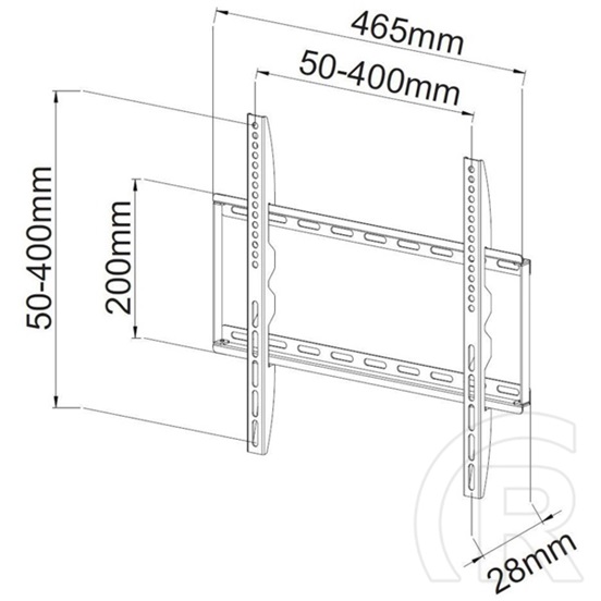 Techly ICA-PLB 162M fix fali konzol (23"-55", VESA 400x400, 28 mm, max. 45 kg, fekete)