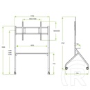 Techly ICA-TR53LB gurulós padlóállvány (65"-100", VESA 800x600 max., 100 kg teherbírás, magasság 1280-1460 mm, fekete)