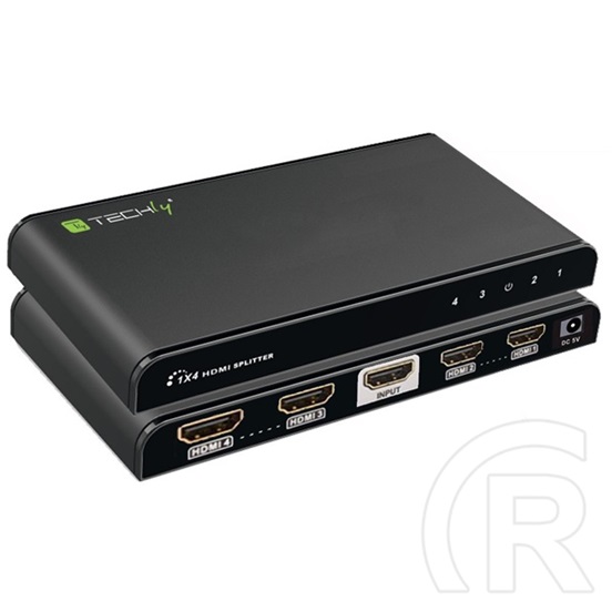 Techly IDATA HDMI-4K4 HDMI elosztó (1 bemenet, 4 kimenet, 4K Ultra HD, 30m, fekete)