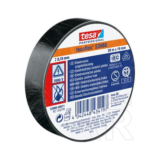 Tesa Professional szigetelőszalag (19 mm x 20 m, fekete)