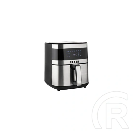 Tesla AirCook Q60 XL forró levegős sütő (6 l, 1500 W, 40-200 °C, 8 program, érintőképernyő, kivehető kosár, fekete, ezüs