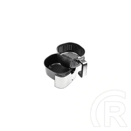 Tesla AirCook Q60 XL forró levegős sütő (6 l, 1500 W, 40-200 °C, 8 program, érintőképernyő, kivehető kosár, fekete, ezüs
