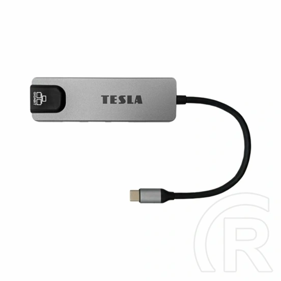Tesla Device MP80 5in1 type-c hub (Gigabit LAN, 2x USB 3.0, HDMI 4K, USB-C PD, USB-C 3.1 Gen 2, szürke)