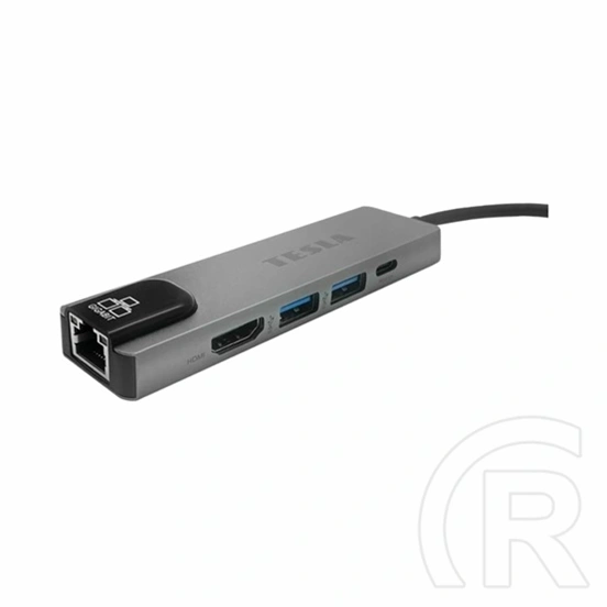 Tesla Device MP80 5in1 type-c hub (Gigabit LAN, 2x USB 3.0, HDMI 4K, USB-C PD, USB-C 3.1 Gen 2, szürke)