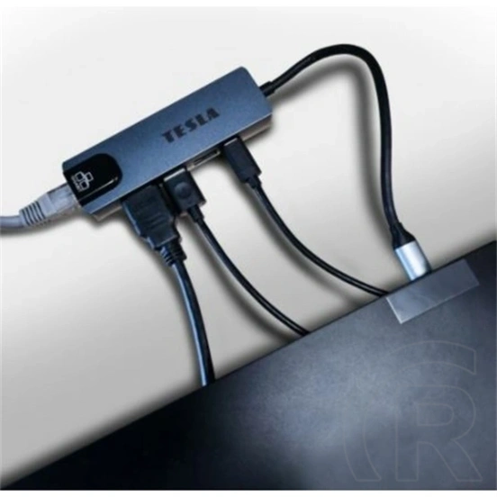 Tesla Device MP80 5in1 type-c hub (Gigabit LAN, 2x USB 3.0, HDMI 4K, USB-C PD, USB-C 3.1 Gen 2, szürke)