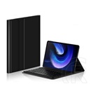 Tok álló, bőr hatású (FLIP, bluetooth billentyűzet, asztali tartó funkció, QWERTY, angol nyelvű) FEKETE
