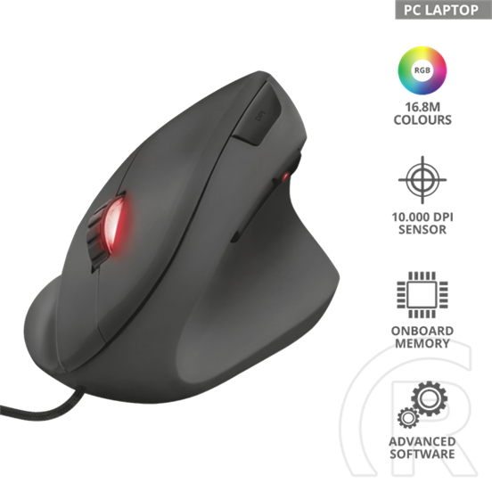 Trust GXT 144 Rexx Ergonomic Vertical egér (USB, fekete)