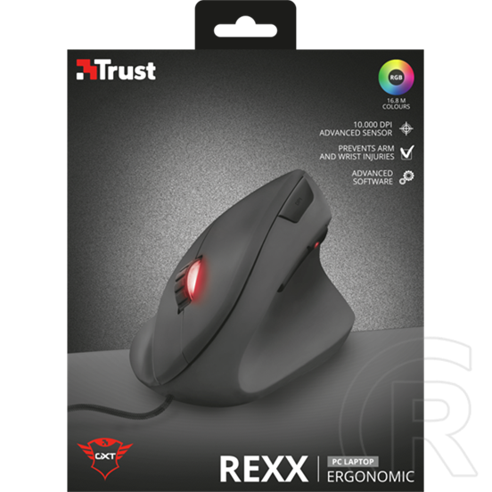 Trust GXT 144 Rexx Ergonomic Vertical egér (USB, fekete)