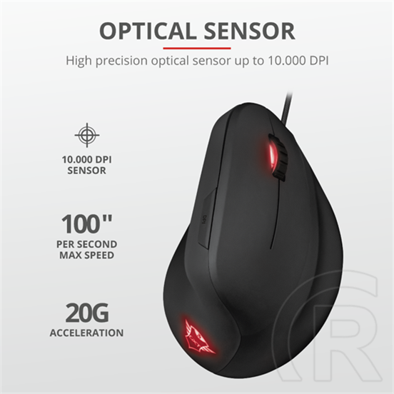 Trust GXT 144 Rexx Ergonomic Vertical egér (USB, fekete)