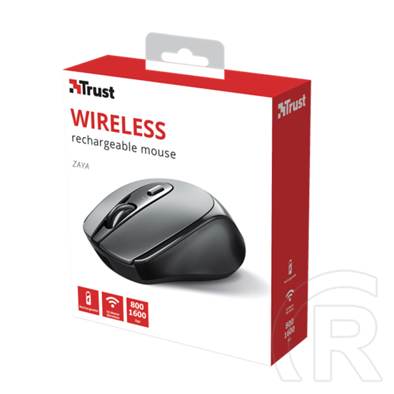 Trust Zaya cordless optikai egér (USB, fekete)